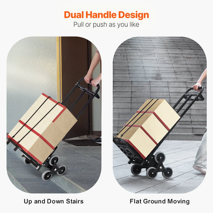 VEVOR 460 lbs Stair Climbing Folding Hand Truck – 6-Wheel Dolly with Handle & Elastic Ropes for Shopping, Moving, Warehouse