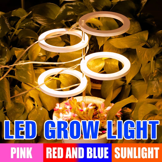 LED Phytolamp Indoor Grow Lights - Full Spectrum Hydroponics Plant Lamp for Flower Seeds Cultivation - DC5V USB LED Growth Light