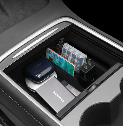 YZ Storage Box for Tesla Model 3 & Model Y – Center Armrest Hidden Box & Cup Holder Organizer, 2023-2022 Car Accessories