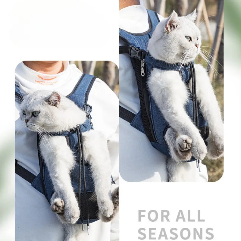 Double Shoulder Breathable Travel Pet Carrier Backpack – Mesh Front Bag for Small Dogs & Cats Outdoor