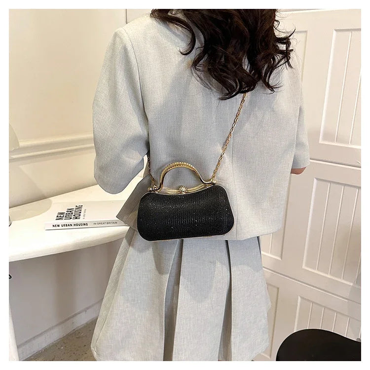 Women’s Chain Evening Shoulder Bag – Vintage Crossbody Handbag Dinner Party Underarm Satchel