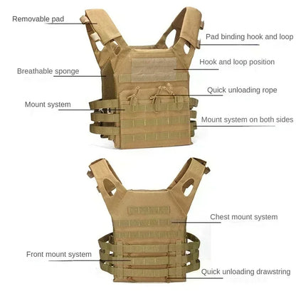 Nylon Tactical Vest – Body Armor for Hunting and Airsoft – MOLLE Camo Military Army Vest for Combat, CS Games, and Jungle Equipment