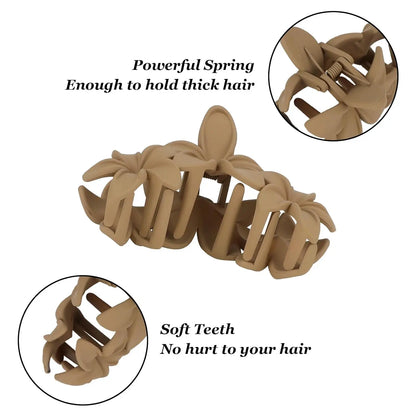 Set of 4 Non-Slip Flower Hair Claw Clips: Matte Finish, Cute Hawaiian Plumeria Design - Perfect Hair Accessories for Women