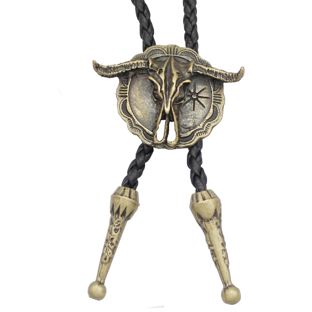 New Arrival Western Southwest Longhorn Steer Cow Skull Bolo Tie – Leather Rodeo Neck Tie, Fashion Shirt Accessories