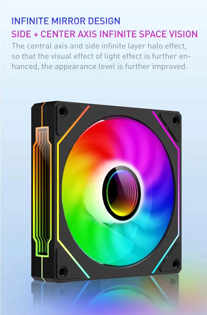 UPSIREN UF-1 PRISM 4 PRO 12cm ARGB Computer Chassis Fan – Quiet 4 Pin PWM Cooling Fan, 45.2CFM Air Volume (600-1500RPM)