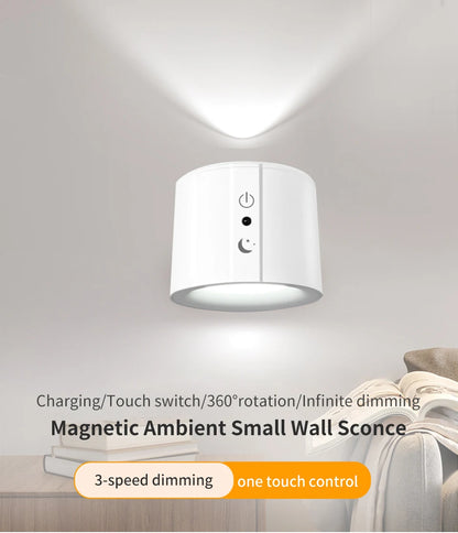 LED Wall Sconces Light – Touch Control Double Head Wall Lamp, 360° Rotatable, 3 Colors, Wireless Night Lights for Bedroom