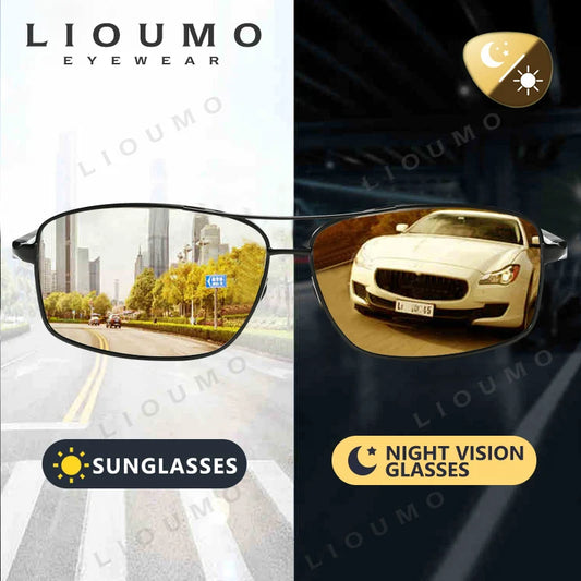 LIOUMO Polarized Photochromic Driving Sunglasses – Chameleon Night Vision Goggles for Men & Women