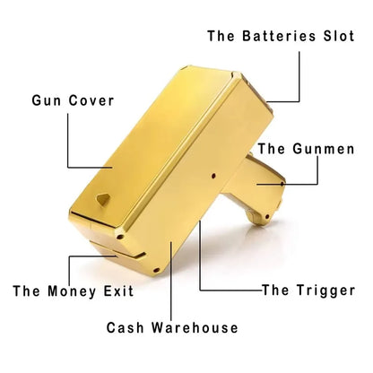 Money Shooting Gun Toy – Funny Party Game Pistol, Paper Banknote Shooter for Kids, Weddings, Birthdays & Party Fun