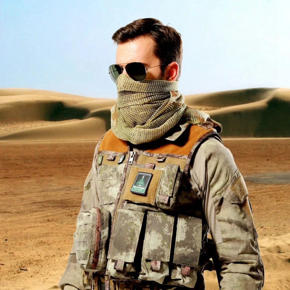 Camouflage Netting Tactical Mesh Scarf - Camo Scarf for Wargames, Hunting, Shooting, and Wild Photography