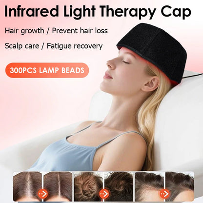 Red Light Therapy Hair Growth Cap – 660nm & 850nm Infrared Device for Hair Loss Treatment with USB Charging