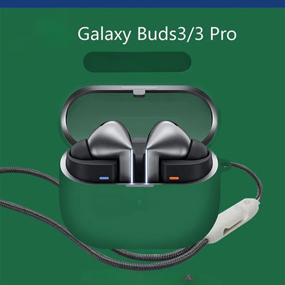 Bluetooth Earphone Case for Samsung Galaxy Buds 3 Pro – Soft Silicone Protective Cover with Lanyard