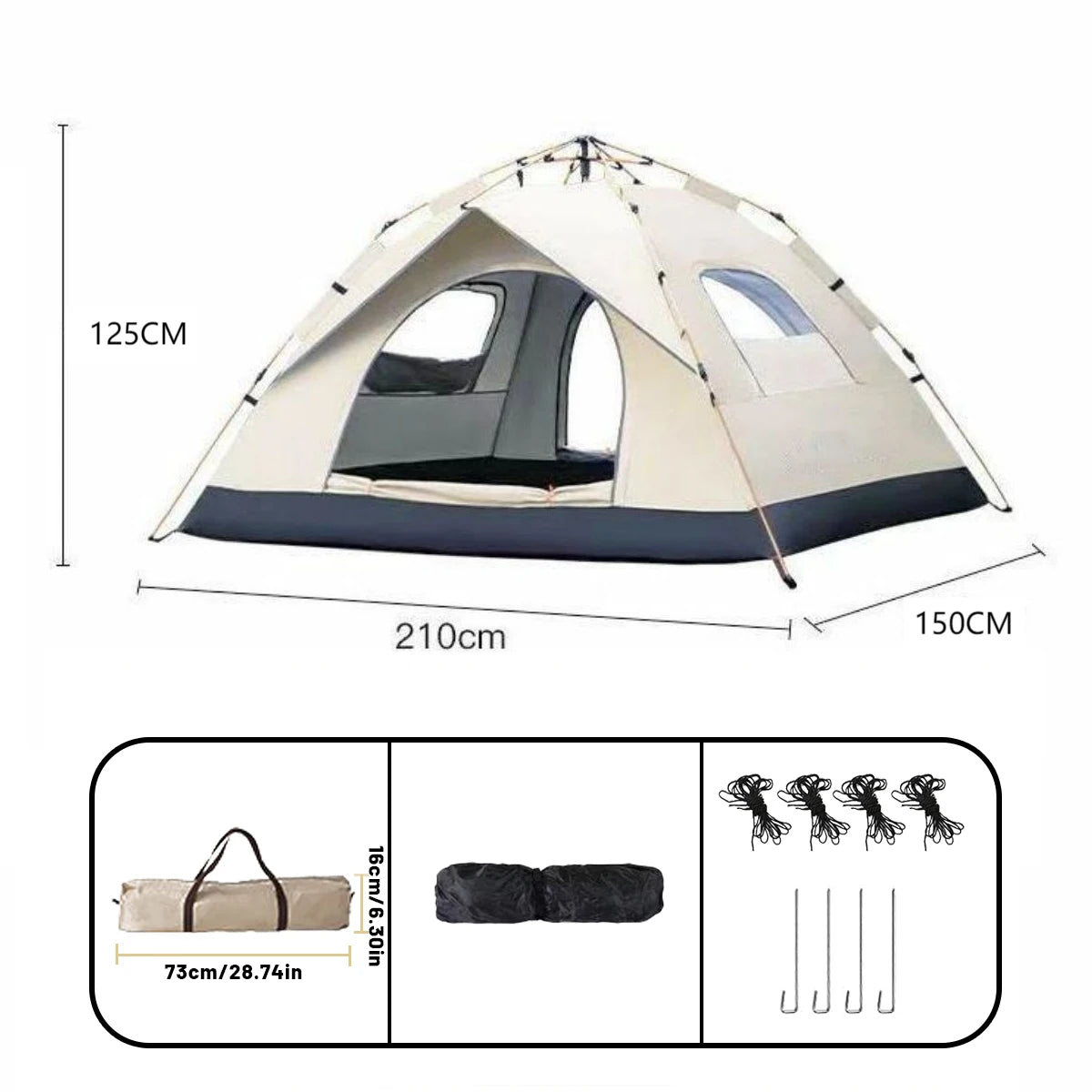 Outdoor Automatic Quick-Open Tent – Rainproof & Sun-Proof 4-Person Beach and Fishing Shelter