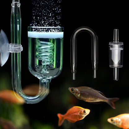 Glass CO2 Diffuser for Aquarium — Spiral Carbon Dioxide Atomizer with Suction Cup