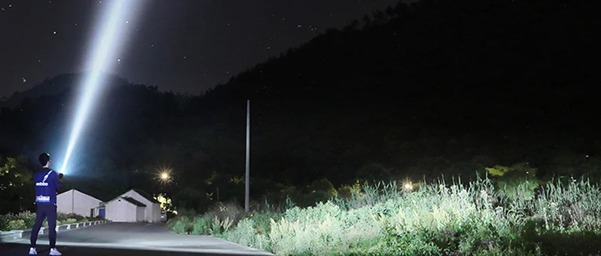 Rechargeable 900,000 Lumens LED Spotlight – Super Bright Handheld Outdoor Flashlight & Solar Searchlight