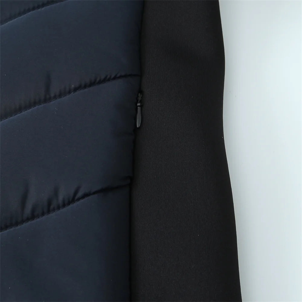 Taop&Za Women's Autumn Cotton Jacket – Fashionable Casual Long Sleeve Stand Collar Hooded Patchwork Coat