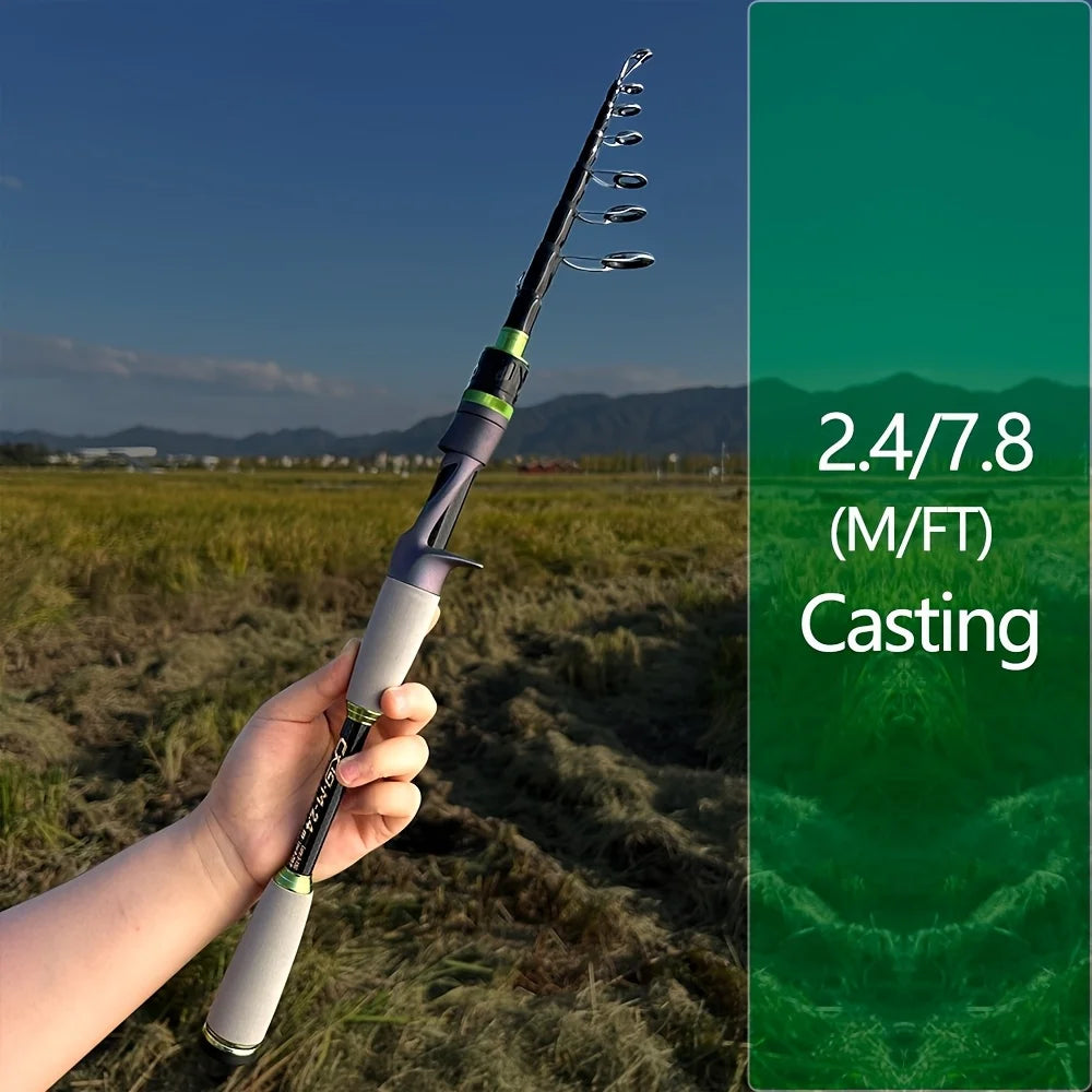 JOSBY Carbon Fiber Telescopic Fishing Rod – Fast Action Light Bait Spinning Travel Rod 1.8M–2.7M