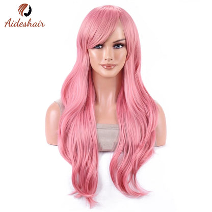 Aideshair Fashion Wigs 28" 70cm Long Wavy Curly Hair: Heat Resistant Cosplay Wig for Women - Includes Free Wig Cap