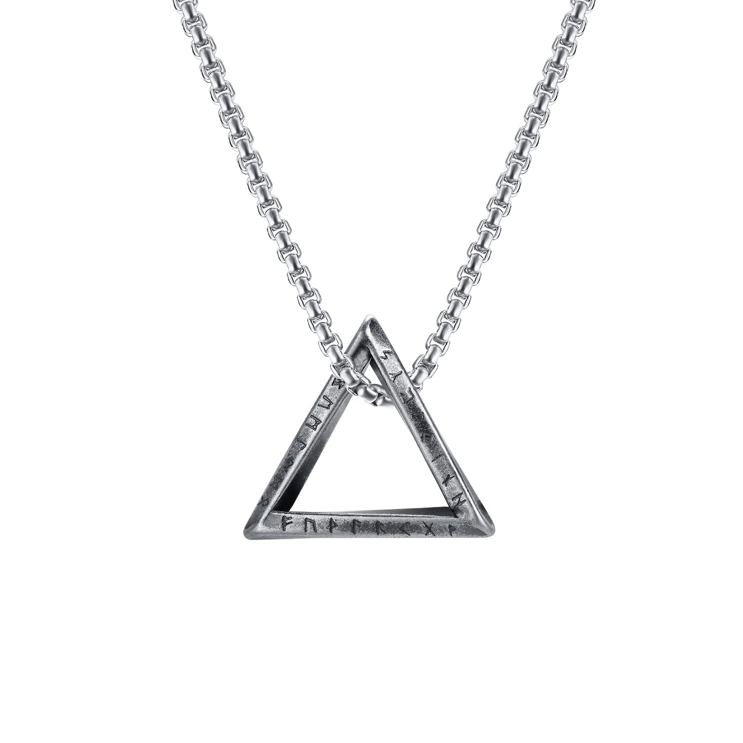 Vnox Norse Viking Pendant Necklace – Twisted Stainless Steel Mobius Triangle, Vegvisir & Valknut Geometric Charm