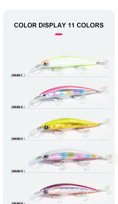 FJORD Heavy Sinking Minnow Fishing Lures – 110S 37g, 90S 29g, 70S 17g Saltwater & Freshwater Jerkbait