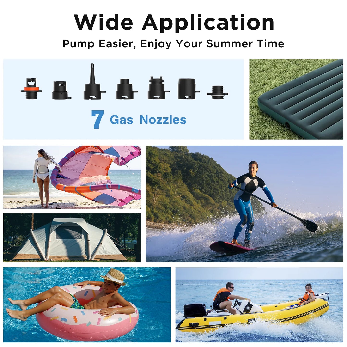SUP Inflatable Pump — Rechargeable 20PSI Pump for PVC Kayaks, Kite Wings & Stand Up Paddle Boards