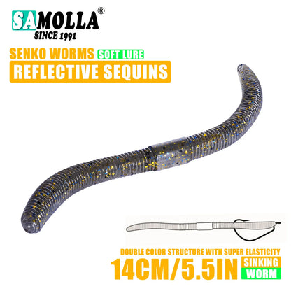 Soft Bait Senko Worms – 10cm/14cm, 10-15pcs Bag Wacky Stick Fishing Lures for Bass & All Fish