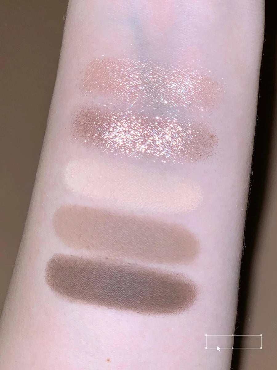 Flower Knows Moonlight Mermaid Eyeshadow Palette – 5-Color Matte, Shimmer & Glitter Waterproof Eye Shadow