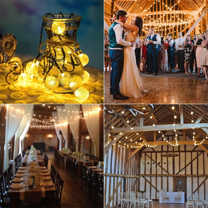 LED Solar String Lights – 60 Waterproof Crystal Globe Lights with 8 Modes for Outdoor Patio, Party & Tree Decor