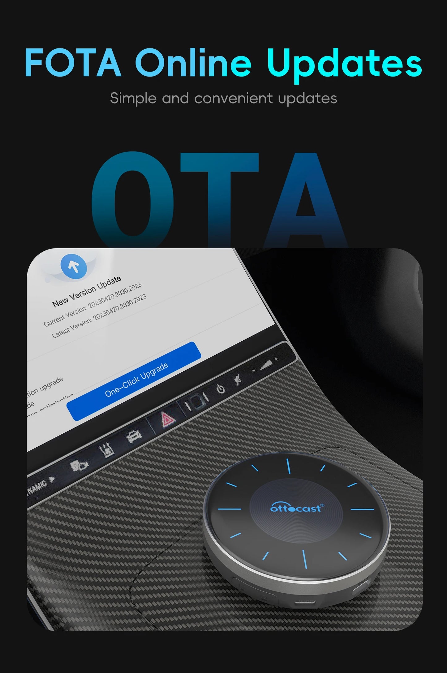 OTTOCAST P3 Android AI Box – Wireless CarPlay & Android Auto with HDMI Output, Built-in GPS, YouTube & Netflix for Car