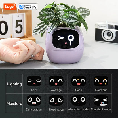 Tuya Ivy Smart Planter with AI Chips and 7 Smart Sensors - Over 49 Expressions for Easy and Fun Plant Care