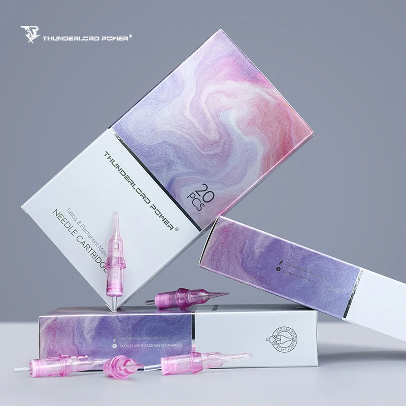 20pcs Gray Tattoo Cartridge Needles – Disposable Sterile Membrane System for Permanent Makeup Machines & Grips