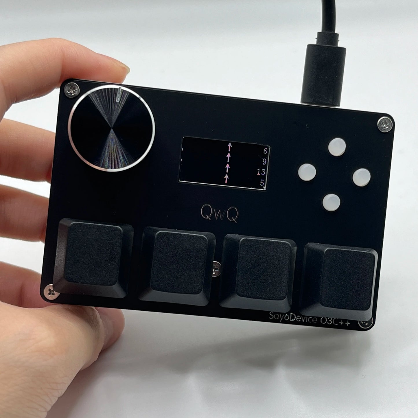 SayoDevice O3C++ OSU Keyboard | 4+4 Keys with OUTEMU Magnetic Pink Switches, Rapid Trigger, Knob & Screen, Copy Shortcut