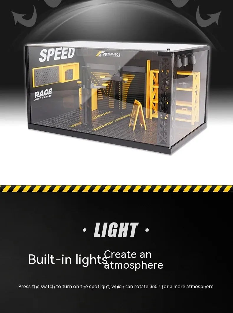 1:24 / 1:32 Scale Light-Up Parking Lot Toy – DIY Assembly Diecast Alloy Car Garage Scene for Display & Kids Gift