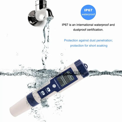 Yieryi TDS, EC, PH, Salinity & ORP Meter - H2, S.G, TEMP Water Quality Monitor for Pools & Aquariums