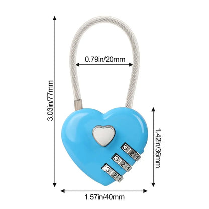 Heart-Shaped 3-Digit Password Lock – Travel Luggage & Suitcase Padlock for Security & Drawer Protection