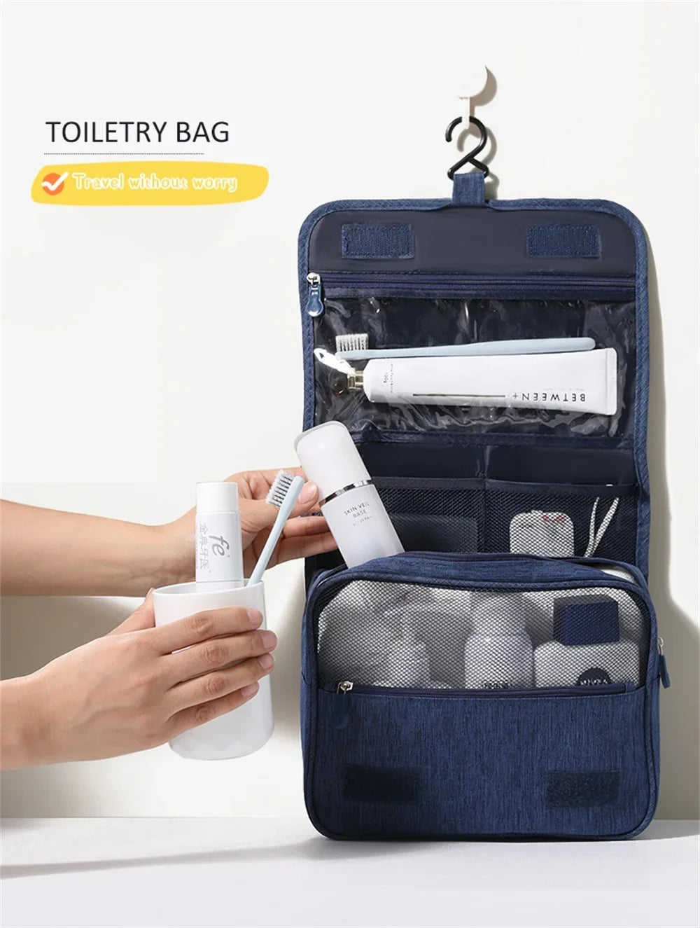 Foldable Toiletry Bag Organizer – Hanging Cosmetic & Makeup Case for Travel and Business
