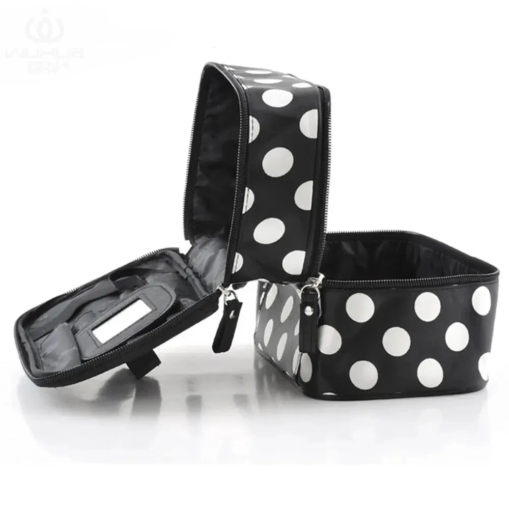 Large Capacity Double Layer Cosmetic Bag: Zipper Makeup Organizer for Women - Portable Travel Toiletries Bathing Wash Pouch Clutch