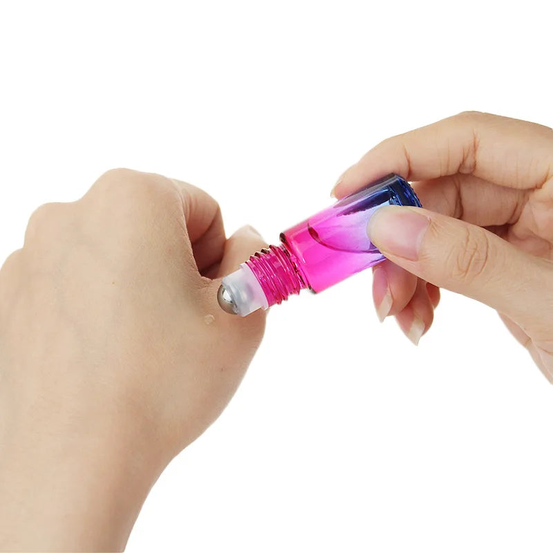 5/10/20/30/50pcs 5ml Glass Roll-On Bottles — Gradient Empty Roller Ball Bottles for Essential Oils & Travel
