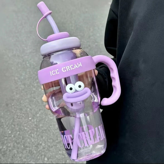 1100ML Sports Water Bottle for Women – Large Capacity Cute Aesthetic Straw Cup, Portable for Summer, Home & Outdoor Use