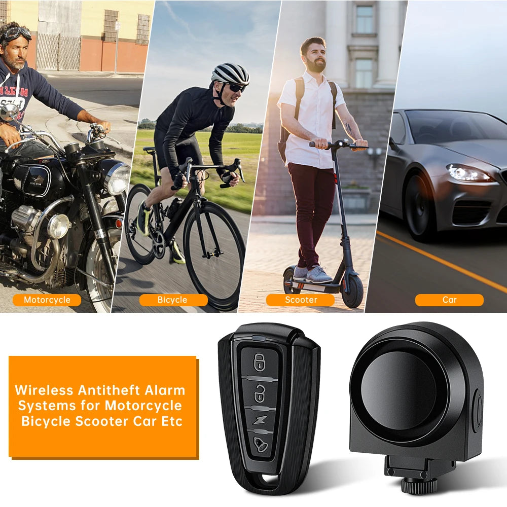 WSDCAM Bicycle Alarm – Waterproof Vibration Alarm with USB Charging & Remote Control, 110 dB Security for Bike & Motorcycle