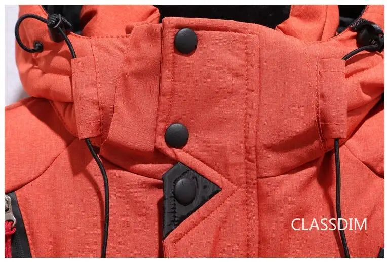 Men's Winter Hooded Puffer Jacket – White Duck Down Coat, Windproof & Warm Outdoor Parka, Size 5