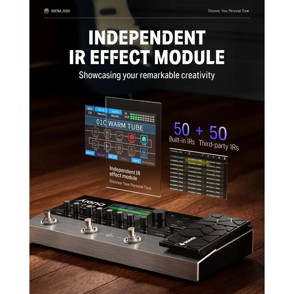 Donner Arena 2000 Multi-Effect Pedal – 278 Effects, IR AMP, Drum Looper, MIDI In, Software App for Electric Guitar