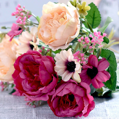 Silk Artificial Flower Bouquet – Peony, Baby’s Breath & Daisy Accessories for Wedding, Home, Room & Party Decoration