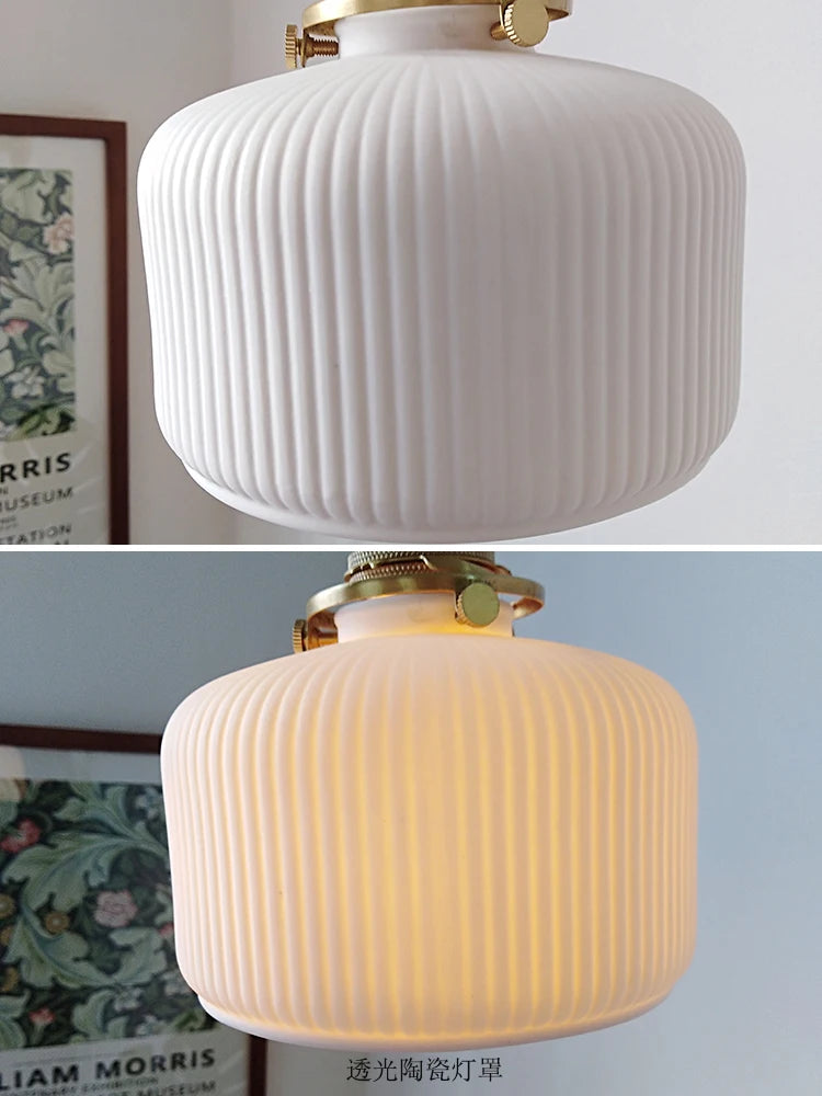 IWHD 2022 Ceramic Copper LED Wall Lamp — Adjustable Swinging Long Arm Light for Bedroom & Living Room