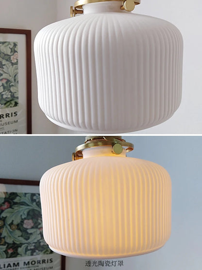 IWHD 2022 Ceramic Copper LED Wall Lamp — Adjustable Swinging Long Arm Light for Bedroom & Living Room