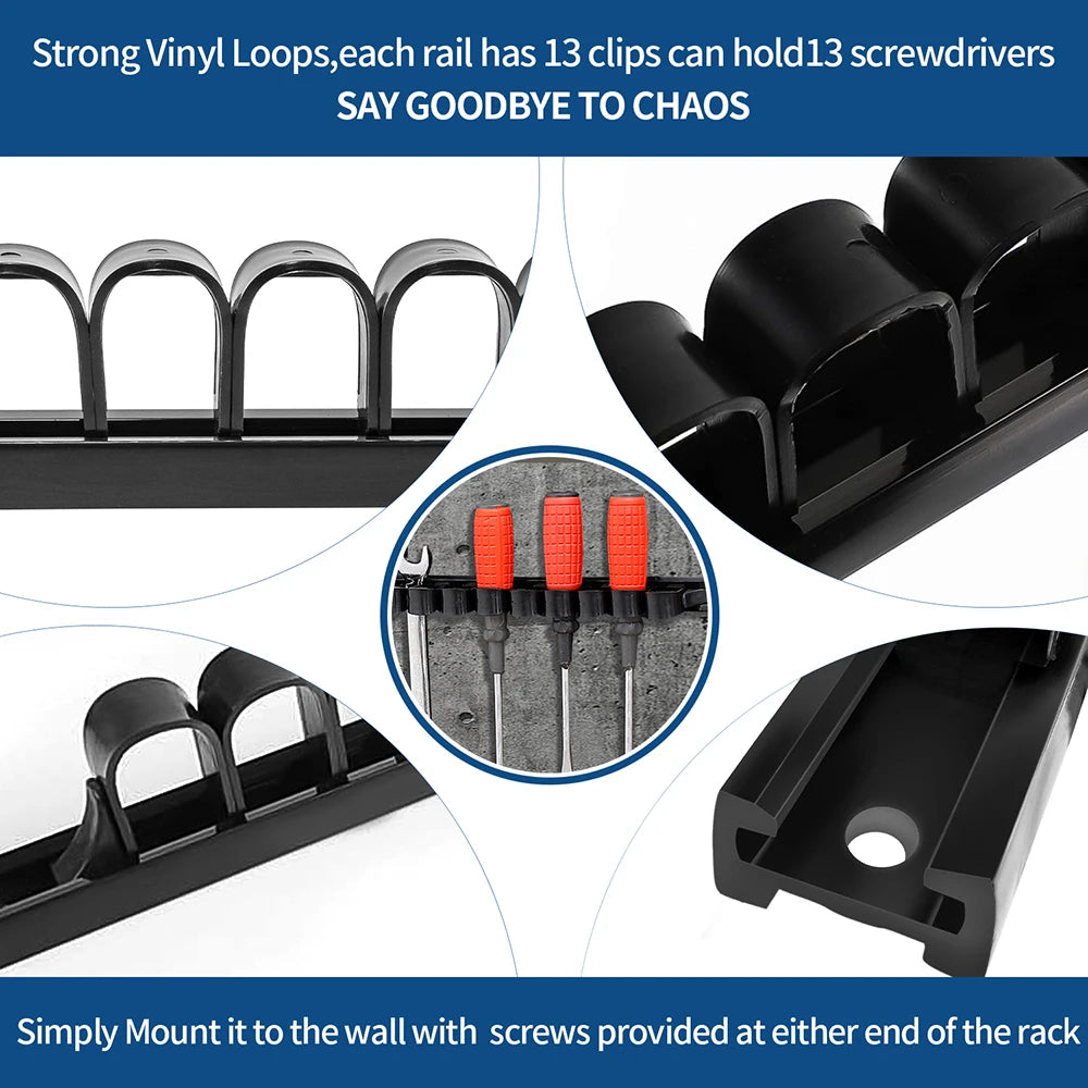 1/2PCS Screwdriver and Wrench Organizer | Hand Tool Holder Plastic Rail | Wrench Hanger with Clips