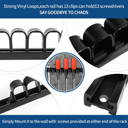 1/2PCS Screwdriver and Wrench Organizer | Hand Tool Holder Plastic Rail | Wrench Hanger with Clips