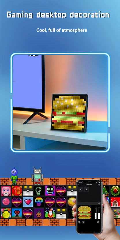 LED Pixel Display Night Light – APP Controlled Programmable Text & Animation DIY Lamp for Home, Bedroom, Game Room & Bar Decor