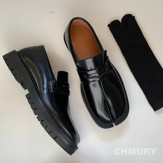 CHMURY Tabi Loafers — Men & Women Split Toe Casual Shoes, Thick Sole Patent Leather 2024