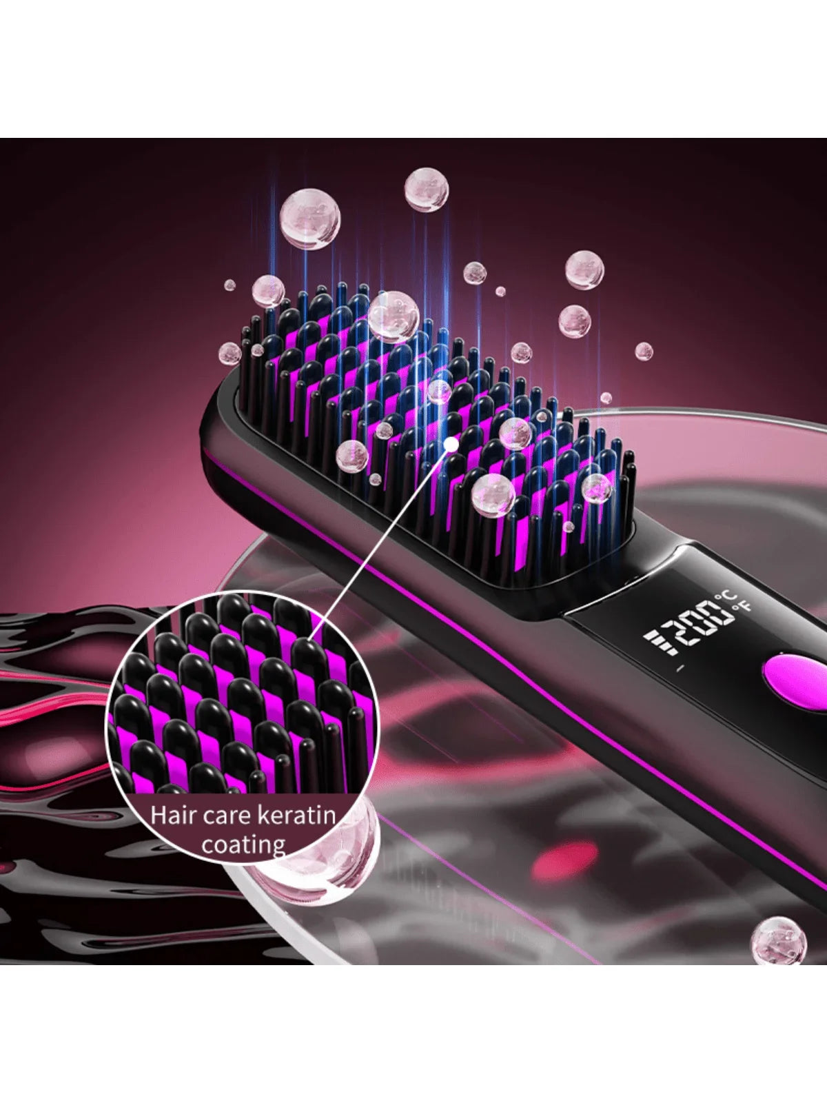 Wireless Negative Ion Hair Straightening Comb – Portable Straightener & Curling Tool