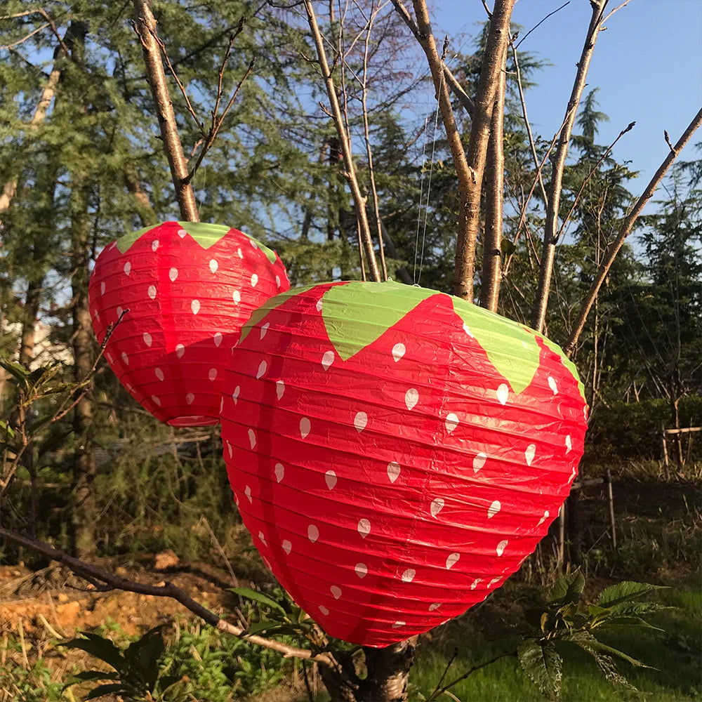 3D Strawberry Paper Lantern - Spring Strawberry Theme Party Decor for Children's Day and Baby Shower